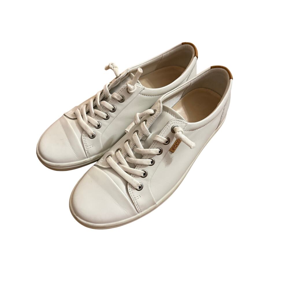 ECCO Women's Soft VII Leather Lace Up Sneakers 9 9.5 Capsule Minimalist Comfort